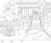 Coloriage Bluey et ses amis pendant les vacances de Noel