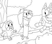 Coloriage Bluey et ses amis Snickers et Winton