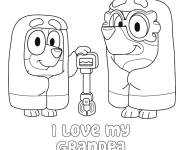 Coloriage et dessins gratuit Bluey et son grand père à imprimer