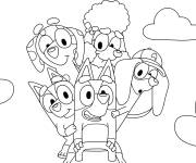 Coloriage Bluey famille