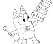 Coloriage Bluey le musicien