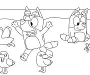 Coloriage Bluey pendant les vacances