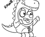 Coloriage Dino Bluey qui fait rire