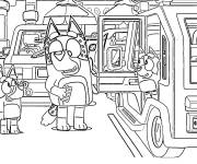 Coloriage La famille de Bluey au magasin