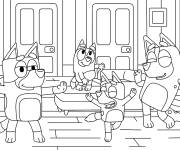 Coloriage La famille de Bluey pendant la f&ecirc;te