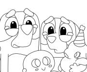 Coloriage Les amis de Bluey sont tristes