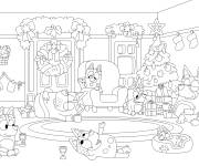 Coloriage Les chiens de la s&eacute;rie anim&eacute; Bluey en sieste