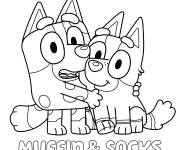 Coloriage Les chiens Muffin et Sockss