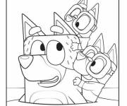 Coloriage Les chiots aiment leur papa