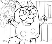 Coloriage Muffin Heeler dans le jardin