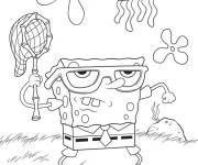 Coloriage Bob l'&eacute;ponge attrape des m&eacute;duses