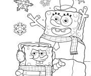 Coloriage Bob l'&eacute;ponge bonhomme de neige