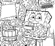 Coloriage Bob l'&eacute;ponge brosse les dents