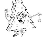 Coloriage Bob l'&eacute;ponge comme sapin de Noel