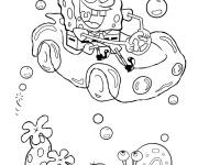 Coloriage et dessins gratuit Bob l'éponge conduit sa voiture sou marine à imprimer