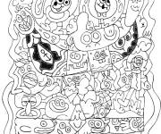 Coloriage Bob l'&eacute;ponge difficile
