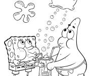 Coloriage Bob l'&eacute;ponge et Patrick aiment la limonade