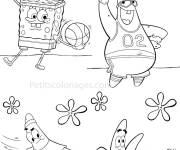 Coloriage Bob l'&eacute;ponge et Patrik pratiquent le sport