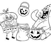 Coloriage Bob l'&eacute;ponge et Patrik se d&eacute;guisent pour Halloween