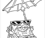 Coloriage Bob l'&eacute;ponge pendant les vacances d'&eacute;t&eacute;