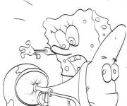 Coloriage Bob l'&eacute;ponge sauve Patrik