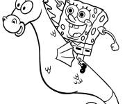 Coloriage Bob l'&eacute;ponge sur hippocampe