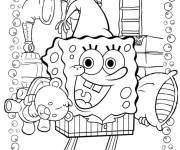 Coloriage C'est le temps de dormir Bob l'&eacute;ponge