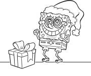 Coloriage Cadeau de Noel pour Bob l'&eacute;ponge