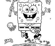 Coloriage &eacute;ponge bob avec Gary