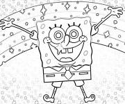 Coloriage &eacute;ponge bob et arc-en-ciel