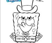 Coloriage L'&eacute;ponge Bob portant un chapeau