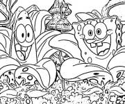 Coloriage Les aventures de Spongebob et Patrik dans la mer