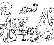 Coloriage Spongebob tous les personnages de dessins animés
