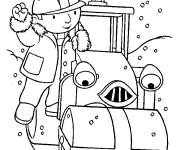 Coloriage Bob le bricoleur travaille pendant la neige