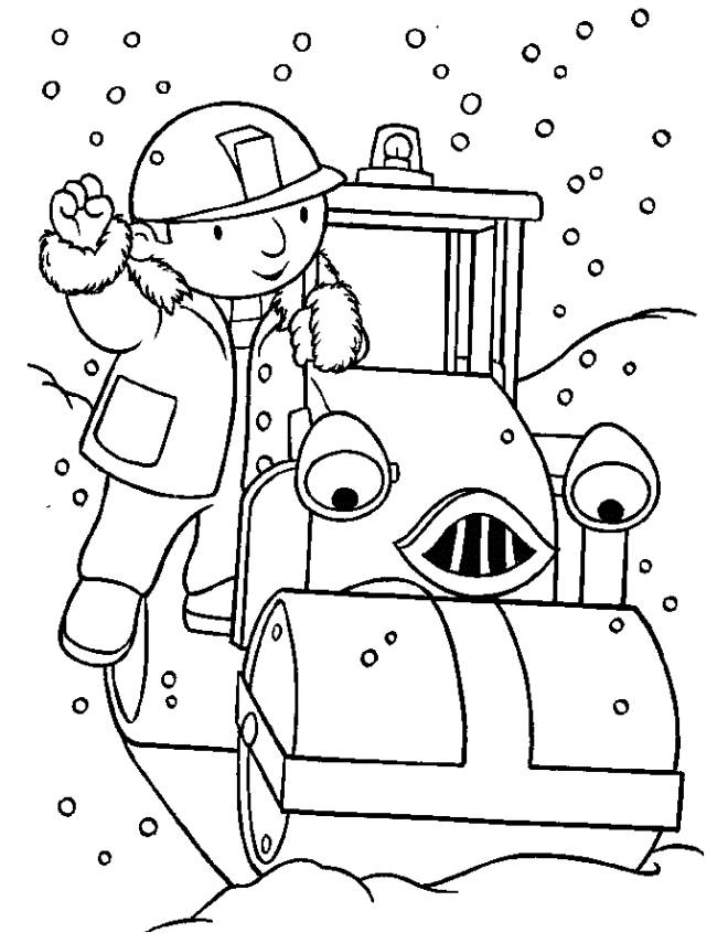 Coloriage et dessins gratuits Bob le bricoleur travaille pendant la neige à imprimer
