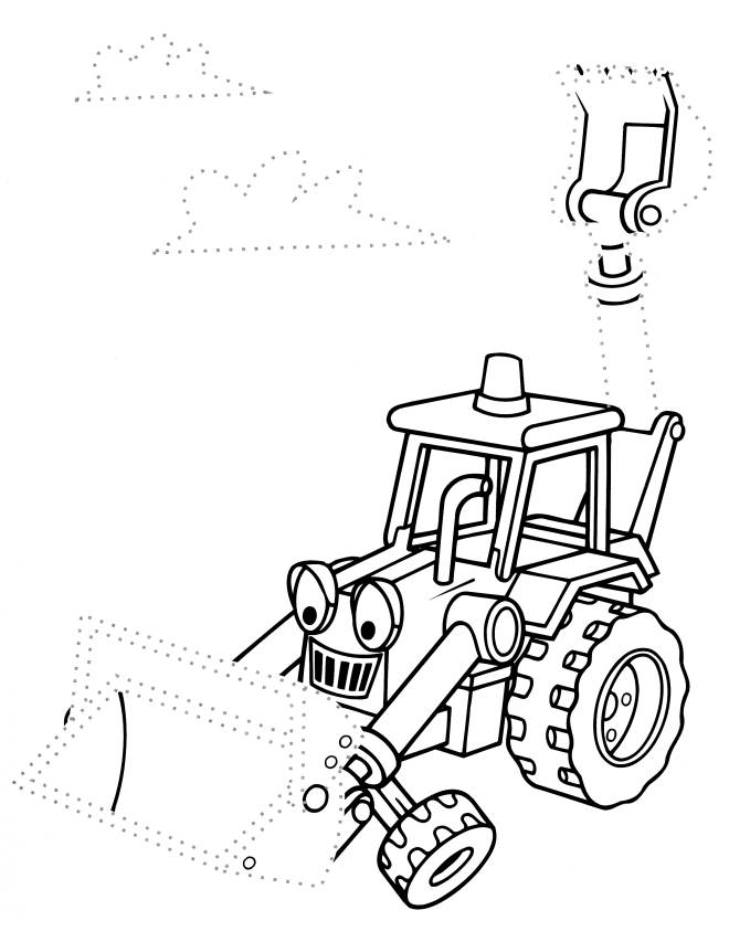 Coloriage et dessins gratuits Le tracteur Tristan de Bob le bricoleur à compléter  à imprimer