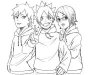 Coloriage Boruto avec les meilleurs ninja Mitsuki et Sarada