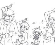 Coloriage Boruto en dansant avec ses amis