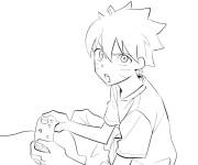 Coloriage et dessins gratuit Boruto en jouant sur la console à imprimer