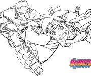 Coloriage Boruto et Naruto en chantant