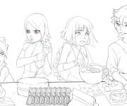 Coloriage Boruto et ses copains mode chef de cuisine