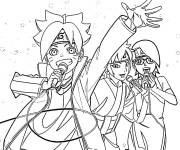 Coloriage Boruto et son bande de musique
