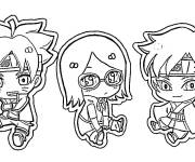 Coloriage Boruto, Sarada et Mitsuki Chibi