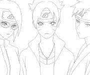 Coloriage et dessins gratuit Illustration de Boruto, Sarada et Mitsuki à imprimer