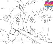 Coloriage Le d&eacute;fi de Boruto contre Kawaki