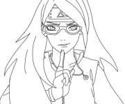 Coloriage Sarada se pr&eacute;pare pour l'attaque