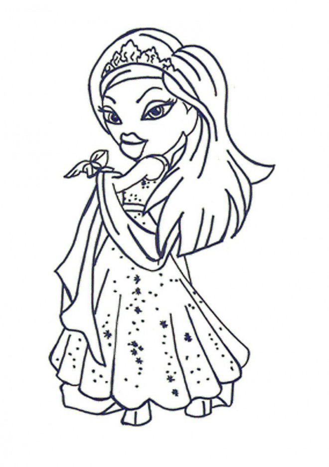 Coloriage et dessins gratuits Bratz porte une Robe de Princesse à imprimer