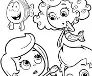 Coloriage Les personnages principaux de Bubulle Guppies