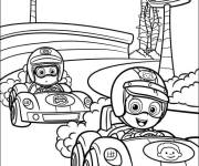 Coloriage Nonny avec Bubble Guppies pendant la course
