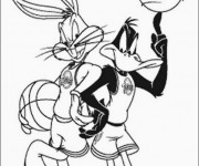 Coloriage et dessins gratuit Bugs Bunny et Daffy duck à imprimer